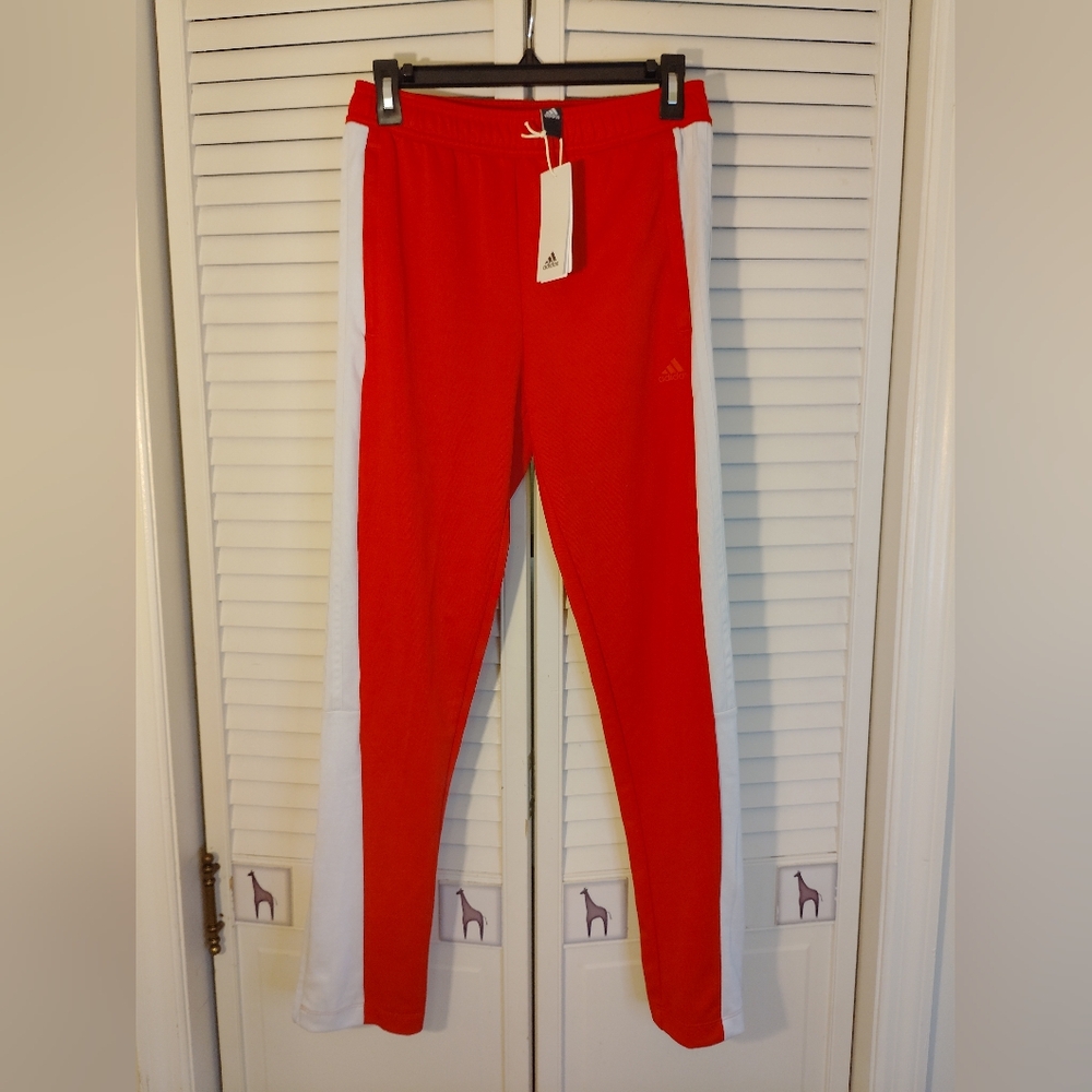 Adidas Red / White Joggers Tapered Sweatpants - Picture 6 of 11